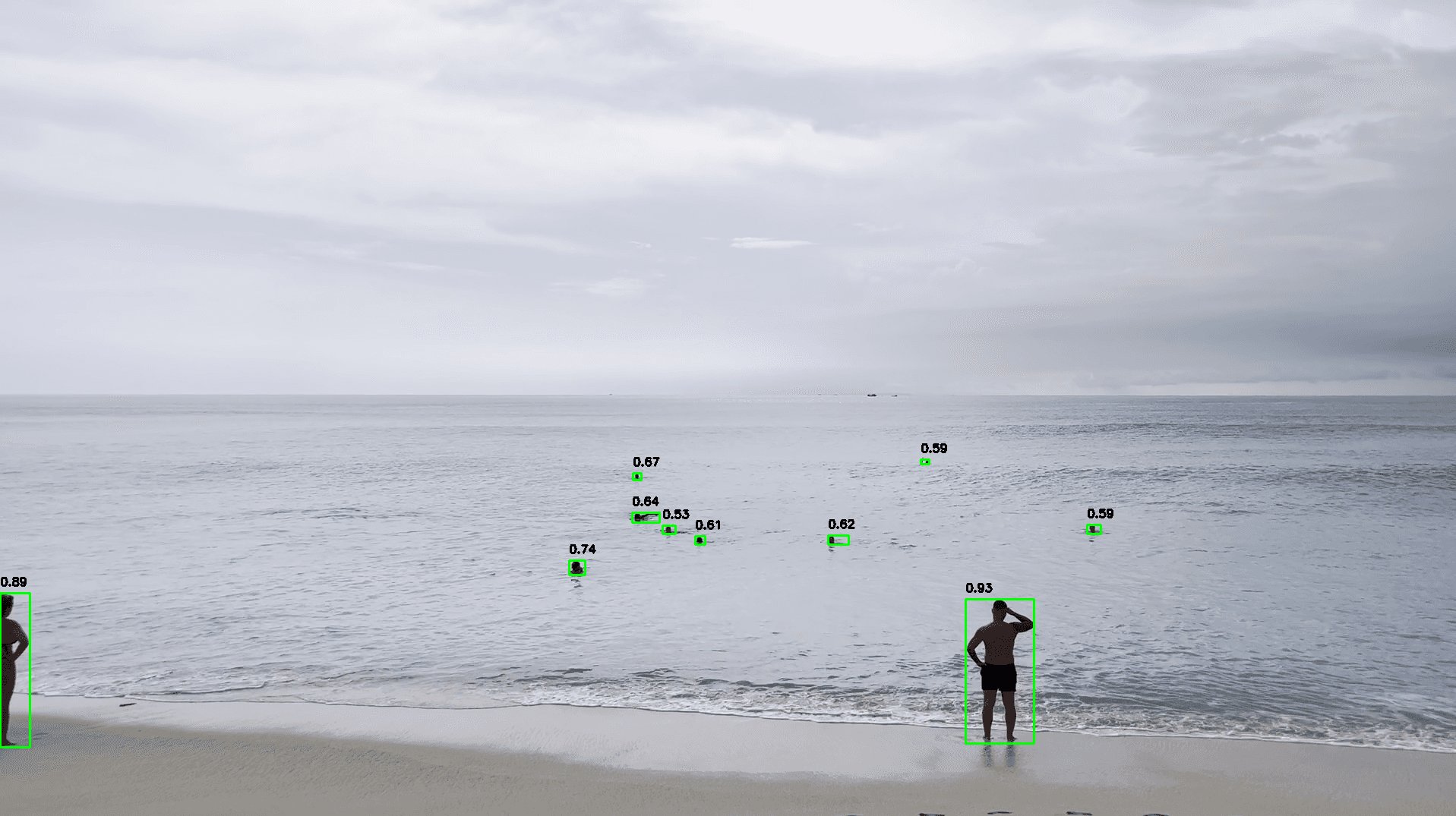 D-FINE detects more swimmers, including those far away or partially submerged.